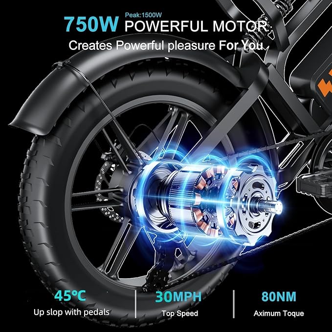 V20 4.0 Electric Bike for Adults,28/30Mph Max Speed,48V15.6Ah Battery,25-68 Miles Max Range, Dual Hydraulic Brakes Ebike,Turning Light, Electric Bike for Commute/Offroad/Rain/Snow Riding.-StrideForce Fitness