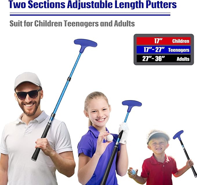 Golf Putter - Golf Putters for Men Right Handed Golfers or Left Handed Golf Putter for Kids and Womens Mini Golf Clubs Set - Two-Way Adjustable Length putters with 5 Golf Practice Ball-StrideForce Fitness