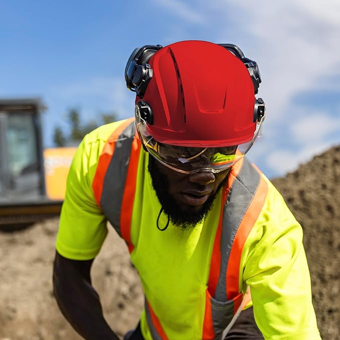 GE Safety Helmet: ANSI Type 2 Class G & E, Advanced Impact Technology, Ultra Comfortable Memory Foam, Heat Stress Reduction, Compatible with Accessories, Adjustable Size OSHA Approved-StrideForce Fitness