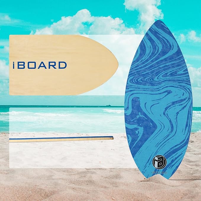 41” Skipper Skimboard with High Gloss Coat Wooden Skim Boards for Beginners, Teenagers and Adults Beach Skimboard 3 Color Traction Pad to Choose-StrideForce Fitness