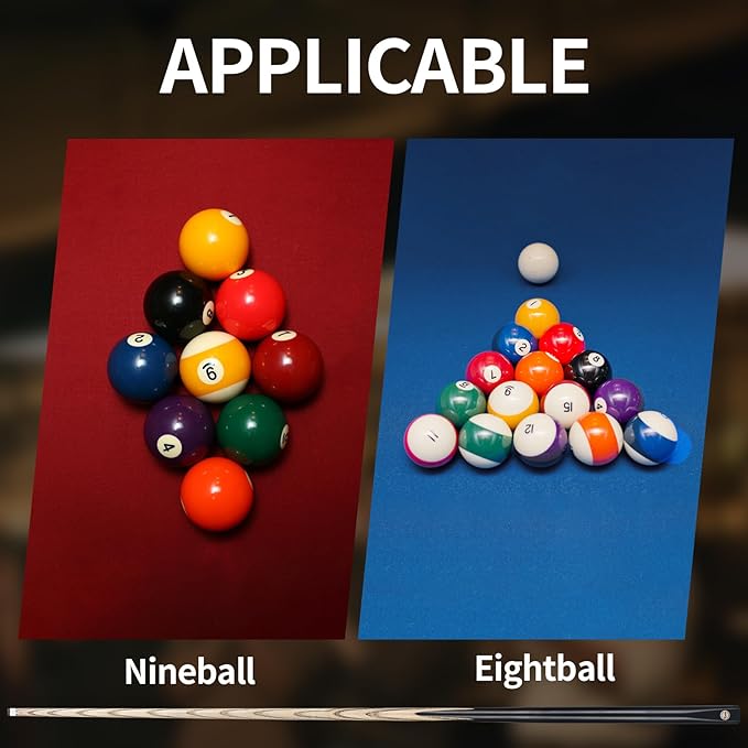 Kmise Pool Cue Sticks, 41"/57??58" Hardwood Pool Cue Set of 4/6/8, 13OZ/20OZ with 13/10 MM Brass Tips, Table Billiard Cue Stick for Bar, Home, Billiard Room-StrideForce Fitness