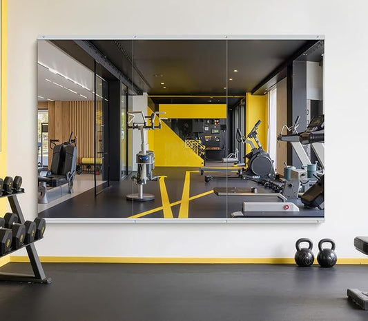 Home Gym Mirror - 55x28 Inch, 3PCS Frameless Tempered Glass Full Body Mirror for Wall Mount - Ideal for Yoga, Workout, Bedroom, Dance Studio (Silver)-StrideForce Fitness