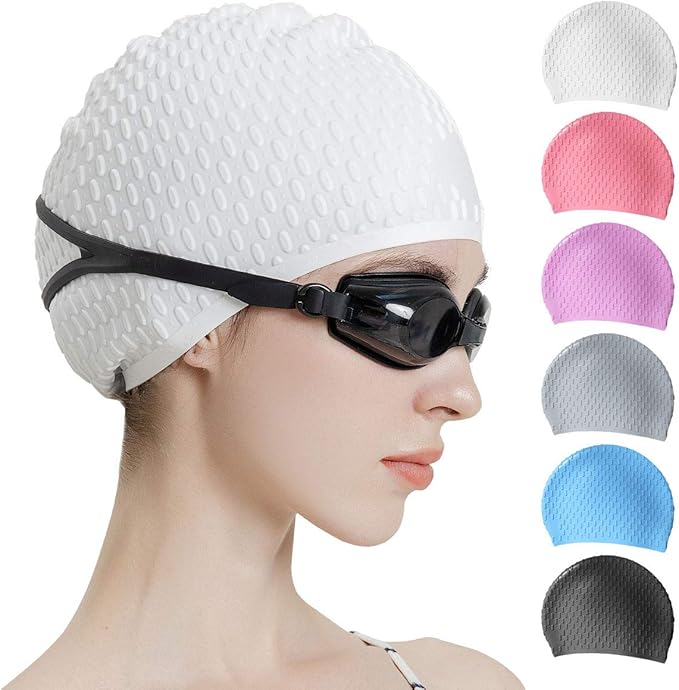 Tripsky Silicone Swim Cap,Comfortable Bathing Cap Ideal for Curly Short Medium Long Hair, Swimming Cap for Women and Men, Shower Caps Keep Hairstyle Unchanged…-StrideForce Fitness
