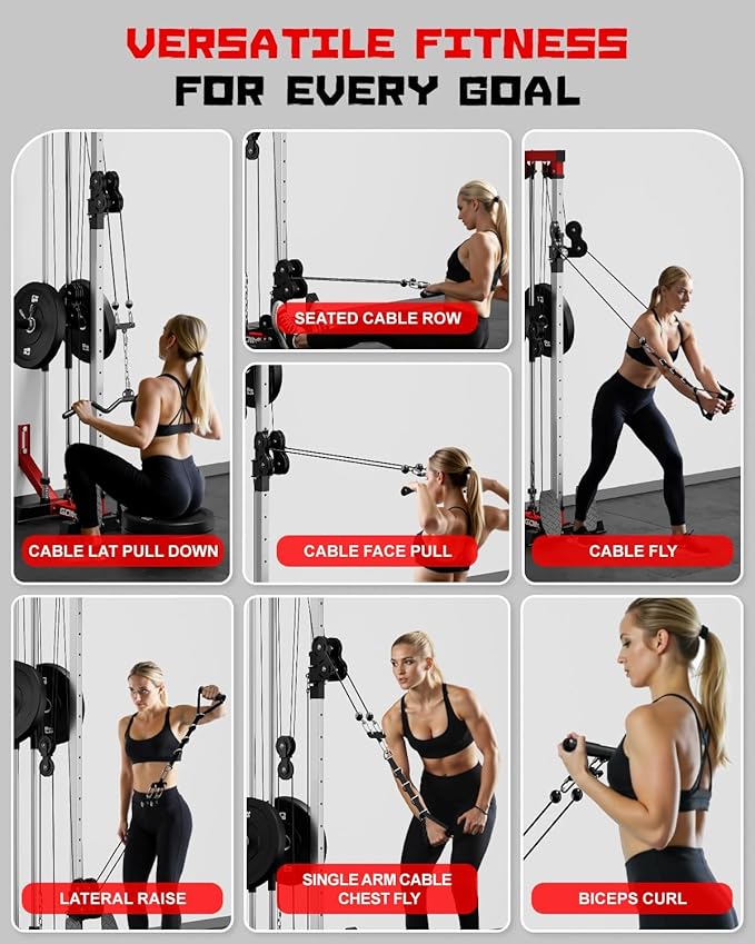 Wall Mount Cable Station, WM1 Cable Crossover Machine with 17 Positions, High and Low Cable Crossover Machine with Removable Footplate for Garage Home Gym-StrideForce Fitness