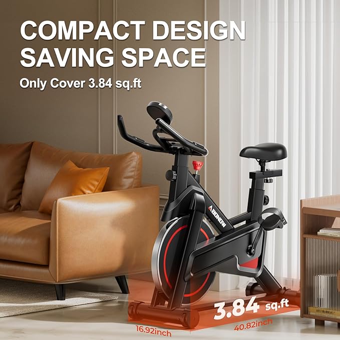 Exercise Bike, Adjustable Magnetic Resistance Stationary Bikes for Home with App Compatible, Indoor Cycling Bike with 300lbs Capacity Compact, Extra Comfort Seat & Tablet Mount-StrideForce Fitness