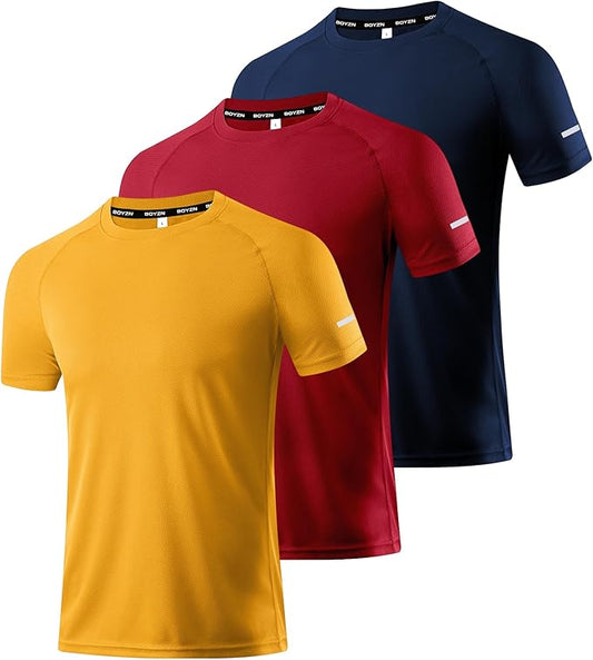 Boyzn 1, 3, 5 or 7 Pack Men's Workout Running Shirts, Dry Fit Moisture Wicking T-Shirt, Gym Athletic Short Sleeve Tee Shirts-StrideForce Fitness
