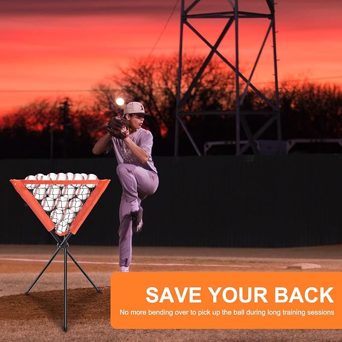 Eastgoing Heavy Duty Baseball and Softball Portable Travel Batting Tee with Baseball Ball Caddy.Easy Adjustable Height | Portable & Collapsible.Hitting Tee for Any Age Player Baseball-StrideForce Fitness