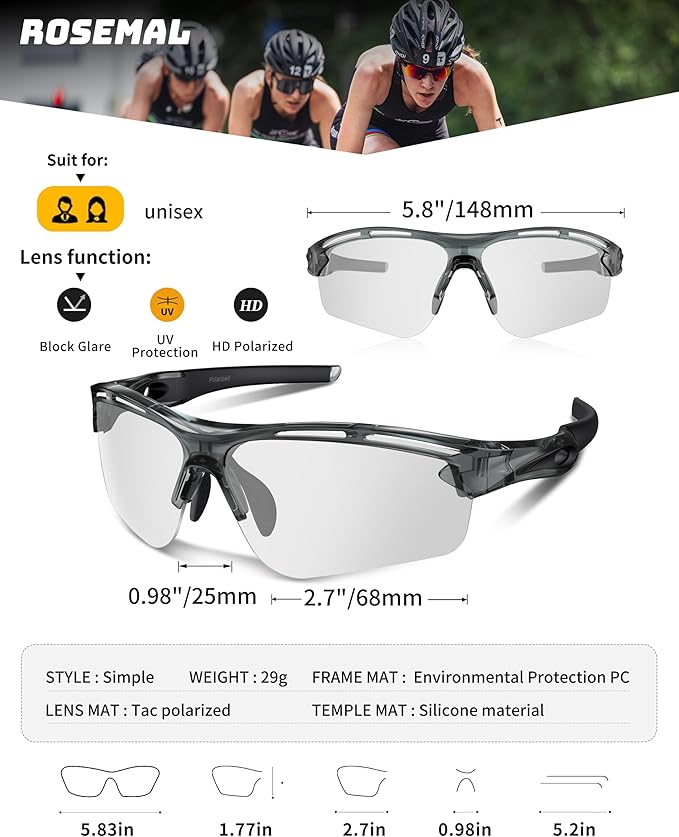 Polarized Sports Sunglasses for Men Women,UV400 Protection Sunglass for Running Cycling Fishing Hiking TR90-StrideForce Fitness