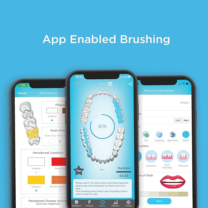 Blu Smart Bluetooth Enabled Kids Toothbrush with Live Tracking App to Teach Children Healthy Brushing Habits, Share Results with Your Dentist (Blue). Wireless Rechargeable Electric.