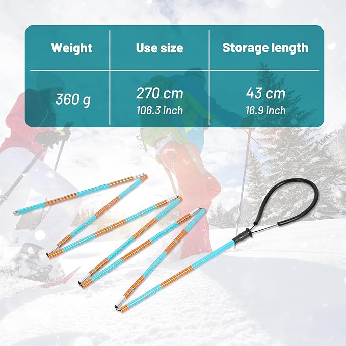 G2 GO2GEHTER 7075 Aluminum Alloy 270cm Backcountry Avalanche Rescue Probe with Storage Bag, Folding Design, Easy to Storage and Carry (3 Color Available)-StrideForce Fitness
