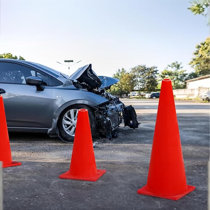 6, 9, 12, 18, 28 Inch Sports Training Traffic Cones - Durable Orange Cones for Soccer, Football, Basketball, Agility Drills, Parking, Safety, Road Use (Set of 12)-StrideForce Fitness