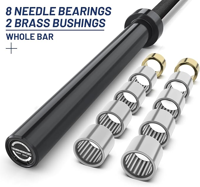 7ft Olympic Barbell Bar 45LB Load 1500lbs Capacity Available, for Gym Home Exercises, Weightlifting, Powerlifting for 2" Olympic Plates-StrideForce Fitness