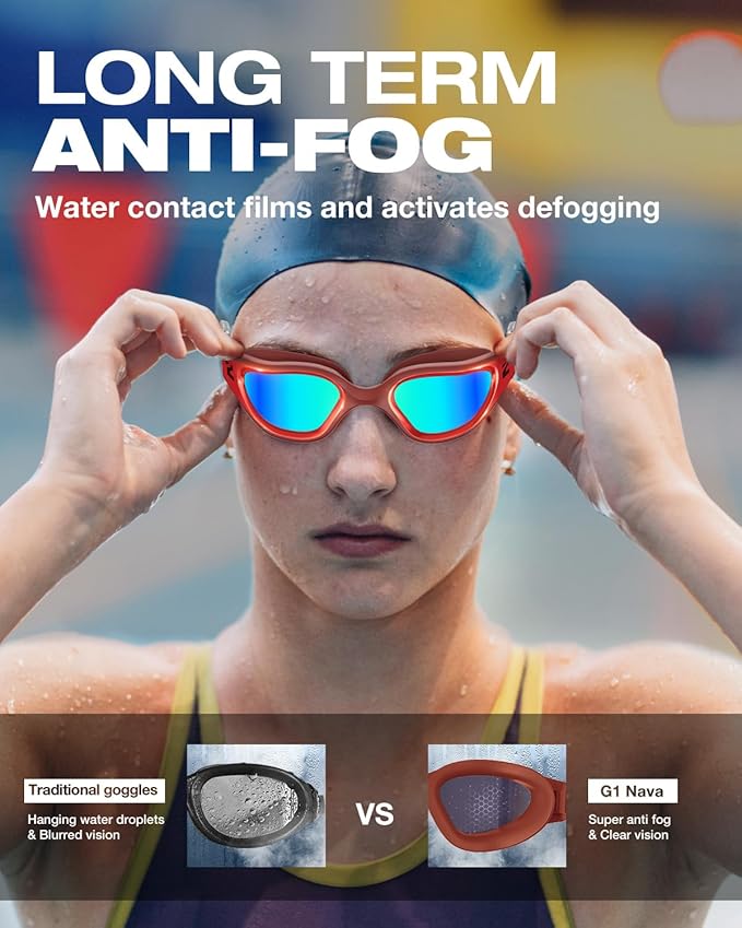 ZIONOR G1 Nava Super Anti-Fog Unisex Swim Goggles Mirror/Bright Smoke Lens-StrideForce Fitness