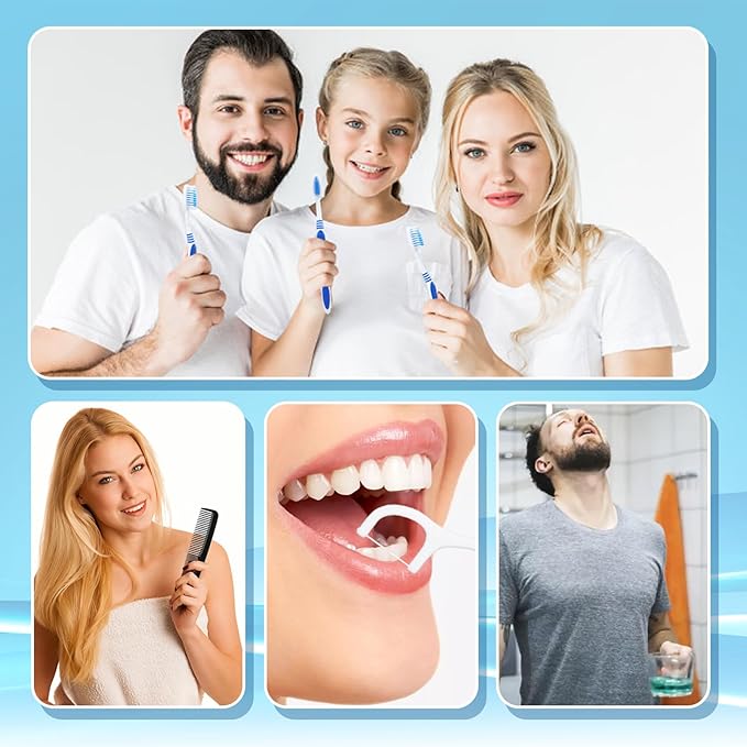 10 Set Travel Toothbrush Kit Bulk,Disposable Toothbrush with Toothpaste Set with Mouthwash,Toothpaste,Cover,Comb,Zip Bag,Floss Picks,Toothbrushes Set for Homeless,Travel