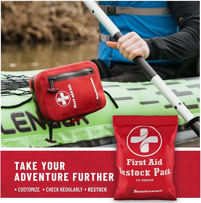 Surviveware 110 Pcs Waterproof Premium Survival First Aid Kit - Survival Emergency Preparedness for Travel Camping Gear, Survival Kit and Outdoor Emergencies - HSA & FSA Eligible Survival Kit-StrideForce Fitness