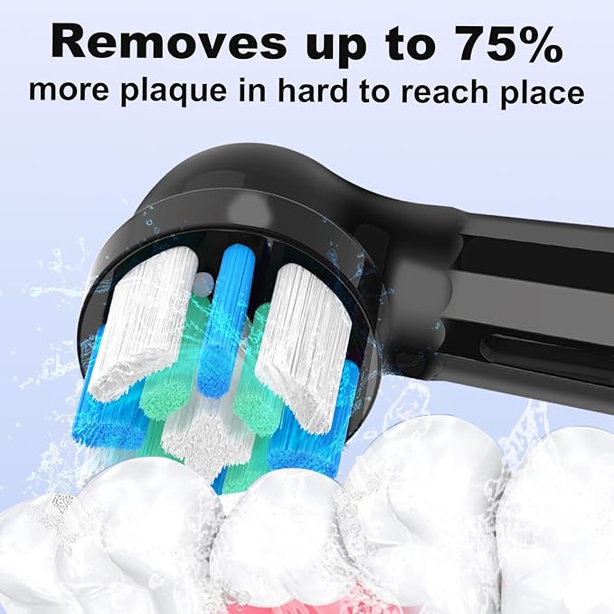 IO Brush Heads Compatible with Oral B IO 2/3/4/5/6/7/8/9/10/Deep Clean Electric Toothbrushes, Replacement Heads Compatible with Oral B IO with Medium Bristles (6 Black)
