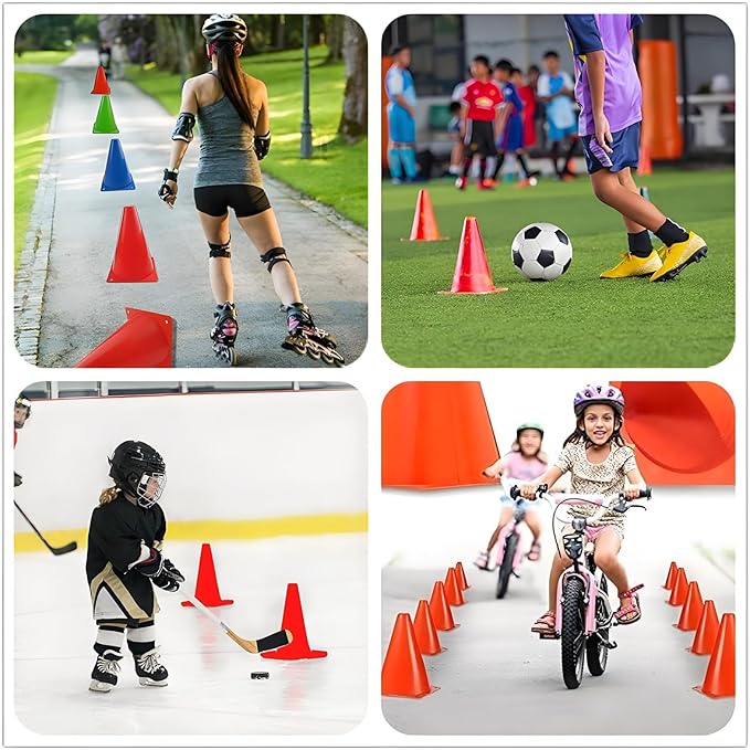 Soccer Cones (9 Inch 20 Pack), Agility Training Sport Cone with Carry Bag for Drilling Football Basketball Field Markers,-StrideForce Fitness