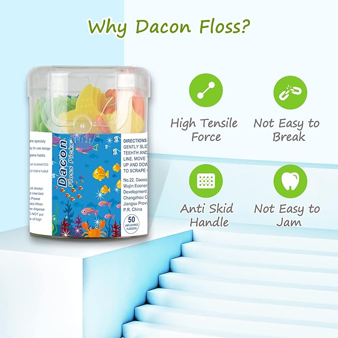 Kids Flossers, Kids Dental Floss Picks Without Fluoride, Unflavored, 4 Colors Ocean Animals Shaped Makes Flossing Fun, 50 Count (Pack of 3)