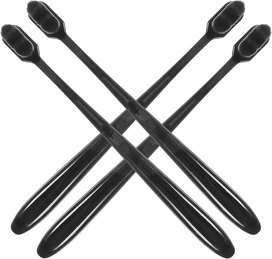 Extra Soft Bristle Toothbrushes for Adults and 4pcs, Small Head Manual Toothbrushes with Black Handle, Gentle on Gums for Sensitive Teeth and Daily Oral Care Random Random Color