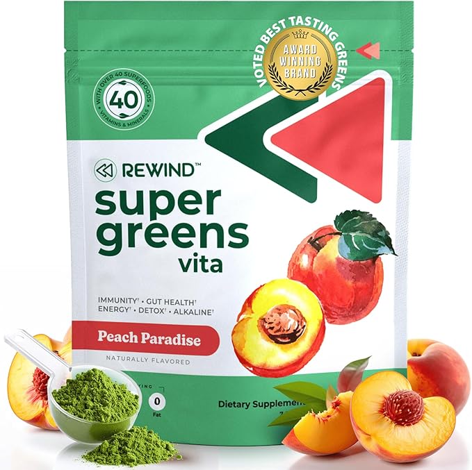 Best Tasting Super Greens Powder with 40+ Superfoods – Delicious Daily Green Powder with Vitamin B12, Zinc, Vitamin C, Magnesium & Calcium – Green Juice Superfood Mix - Peach Flavor-StrideForce Fitness