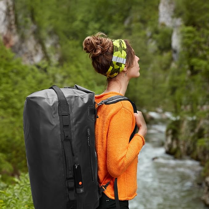 Haimont Large Waterproof Duffel Backpack Roll-Top Heavy Duty Dry Duffle Bag for Boating, Travel, Motorcycle, Kayaking, Camping, 60L-StrideForce Fitness