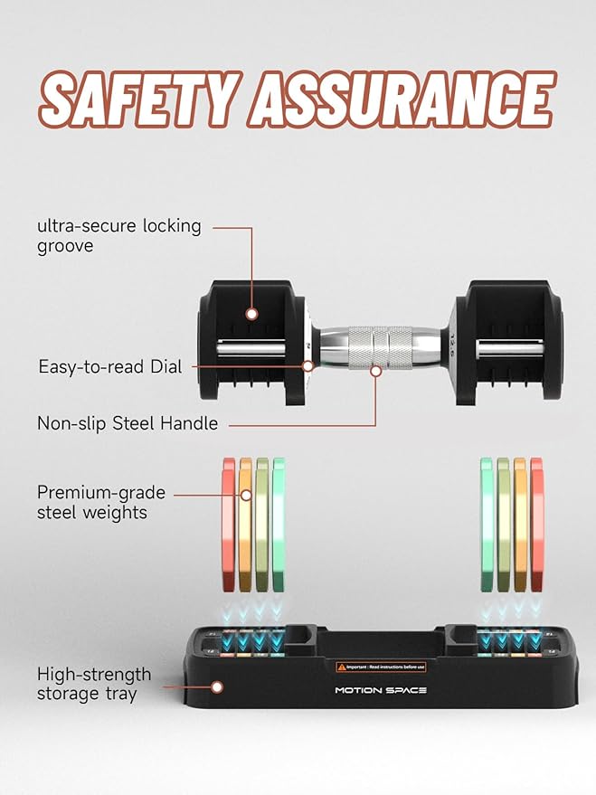 Adjustable Dumbbells Set 12.5LB/22.5LB Pair, 1-Sec Fast Adjustable 5 Weights by Turning Handle, Premium Comfort Non-slip Metal Dumbbells with Tray, Compact Size for Full Body Home Workout-StrideForce Fitness