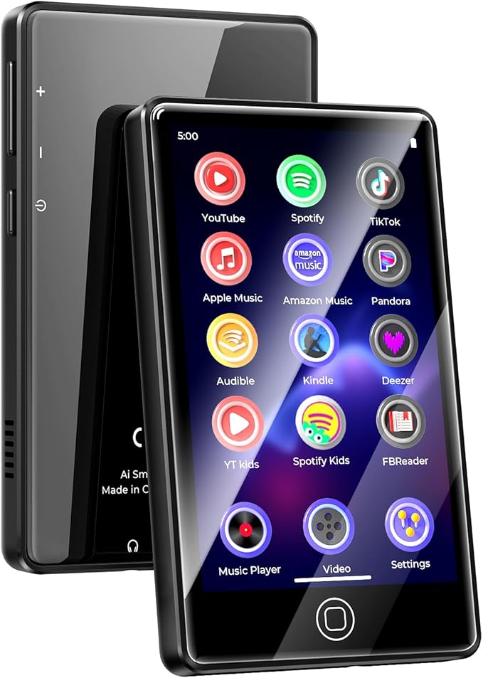 128GB MP3 Player with Bluetooth and WiFi, Android 14, 4GB RAM Portable HiFi Lossless, MP3 & MP4 Player for Kids with 4" Touchscreen, Music Player with Spotify, Amazon Music, Pandora, Play Store, Black-StrideForce Fitness