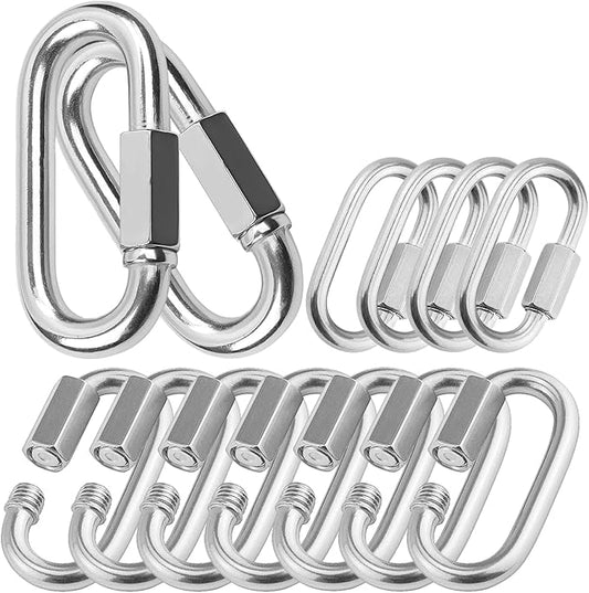 Quick Links, Chain Links Connector, 620lbs Capacity Heavy Duty Carabiner Clips, Galvanized Thread Quick Link Hardware for Safety Chain Swing Gym Hammock, Screw Lock Oval Locking Carabiner-StrideForce Fitness