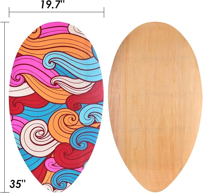 seething 35 Inch Skimboard with High Gloss Coat Wood Skim Board for Beginners,Kids, Teenagers, Adults and All Skimming-StrideForce Fitness