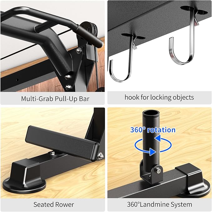 Power Cages Multi-Purpose Squat Rack with Cable Crossover System, Matching Weight Bench, Olympic Barbell Weight Set for Garage and Home Gyms-StrideForce Fitness