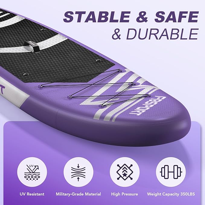 FBSPORT 11' Premium Stand Up Paddle Board, Yoga Board with Durable SUP Accessories & Carry Bag | Wide Stance, Surf Control, Non-Slip Deck, Leash, Paddle and Pump for Youth & Adult-StrideForce Fitness