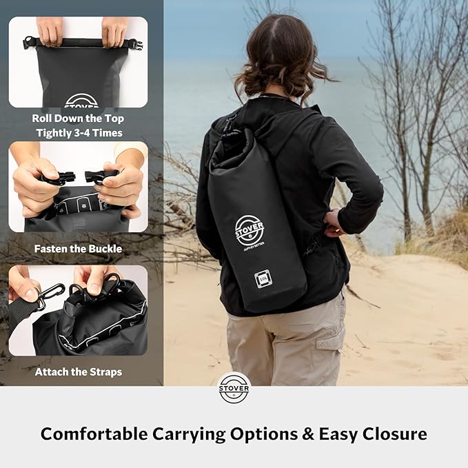 STOVER 5/10/25/30/40/55L Waterproof Backpack- Floating Dry Bag for Kayaking, Travel, Beach, Hiking, & Camping, Men/Women-StrideForce Fitness
