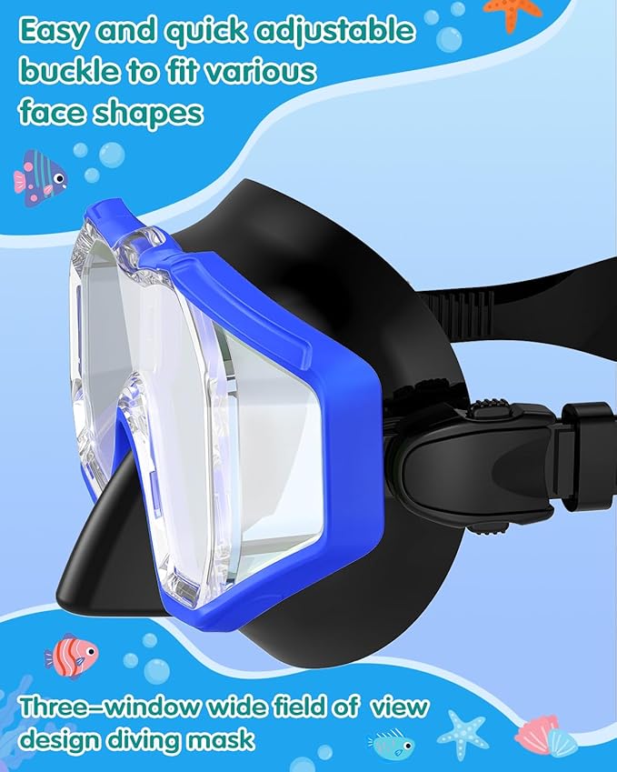 W WSTOO Kids Swim Goggles with Nose Cover,Snorkel Diving Swimming Mask for Youth 5-15,HD 3-Window Wide Vision Anti-Shattered Lens Anti-Fog&Leak-StrideForce Fitness