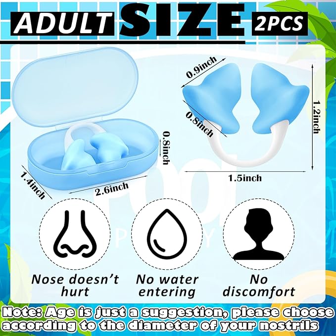 Soulchen 2 Pcs Swimming Nose Plugs Silicone Waterproof Painless Swim Nose Clip with Storage Box for Adults Kids Men Women Beginners-StrideForce Fitness