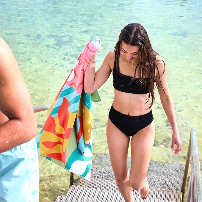 Dock & Bay Beach Towel - Quick Dry, Sand Free - Compact, Lightweight - 100% Recycled - Includes Bag - Good Times & Tan Lines - Extra Large (200x90cm, 78x35)-StrideForce Fitness