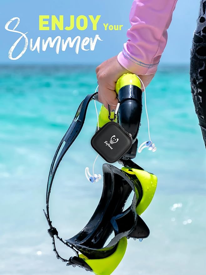 Ear Plugs for Swimming Surfing with Lanyard, Block Out Water Let Sound in, Reusable Comfy Custom-fit Swim Waterproof earplugs Men Women for Swimmer Shower Pool Bath Water Sports-StrideForce Fitness