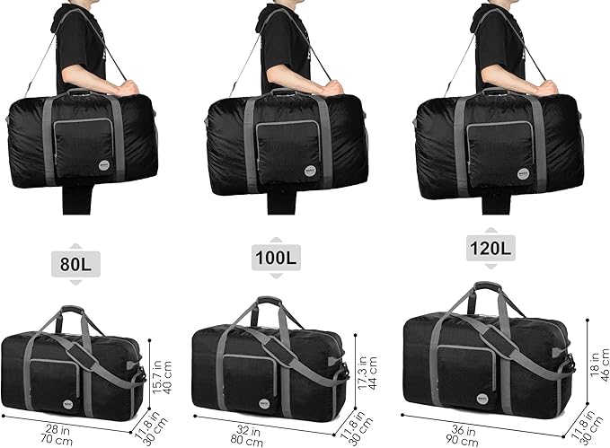 WANDF Foldable Travel Duffel Bag 60-120L Duffle Carry on for Women and Men-StrideForce Fitness