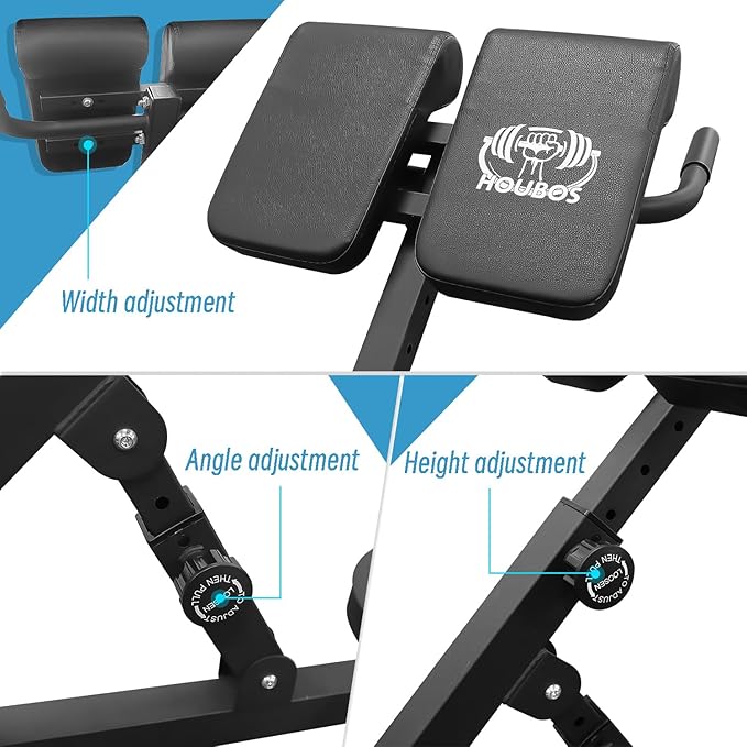 Hyper Back Extension Roman Chair - Back Extension Bench Machine for Glute, Hamstring and Lower Back, Multi-Functional Bench for Full All-in-One Body Workout, Foldable for Home Gym Fitness-StrideForce Fitness