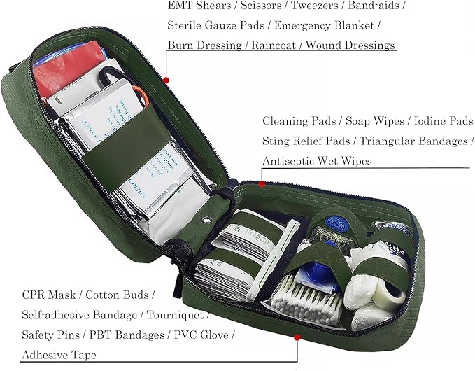 Carlebben EMT MOLLE Ifak Pouch Tactical MOLLE Medical First Aid Kit Utility Pouch Olive-StrideForce Fitness