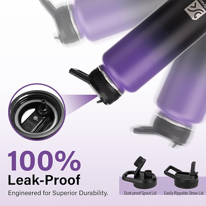 Insulated Water Bottle | Thickened Stainless Steel Vacuum Metal | Portable Sports Water Jug for Gym and Hiking with Straw, Carrier Bag, Handle Strap | BPA-Free 40 oz-StrideForce Fitness