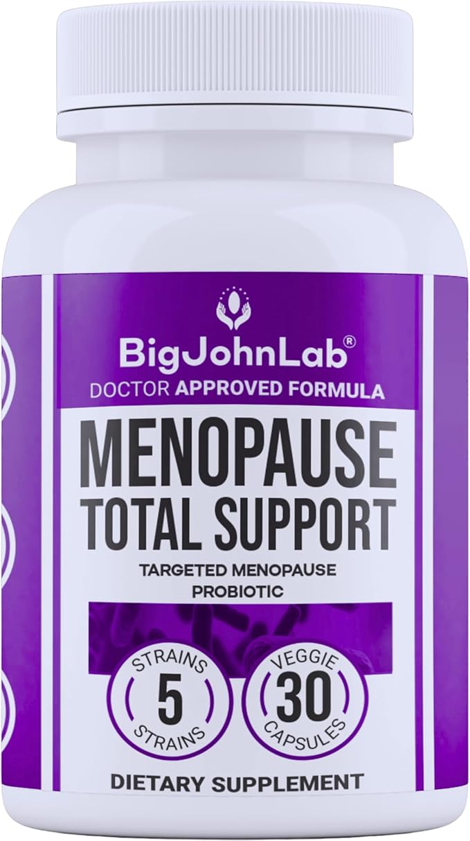 BIGJOHNLAB® - Menopause Total Support – Advanced Probiotic Formula with 5 Strains & 15 Billion CFU, Resveratrol, Black Cohosh, Acacia Fiber, Non-GMO & 100% Vegetarian-StrideForce Fitness