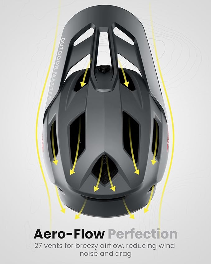 OutdoorMaster MIPS Full Face Mountain Bike Helmet for Men & Women - Two Removable Chin Pad, Ventilation Lightweight - Racing Downhill DH BMX MTB Helmet-StrideForce Fitness