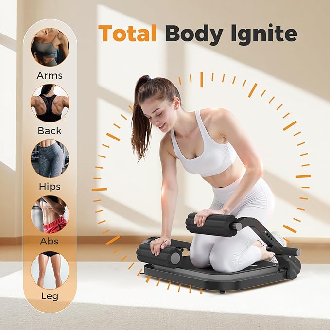 Ab Machine,Sit Up Exercise Equipment& Core Machine, Workout Equipment,Adjustable Ab Trainer with 3 Resistance Levels and Removable Auxiliary Handle,Home Gym Fitness Equipment for All Ages-StrideForce Fitness