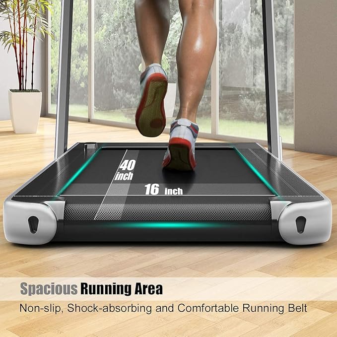 GYMAX Walking Pad, 2.25HP Dual Display Foldable Treadmill for Home with Remote/Smart App Control, Portable Compact Treadmill for Office Under Desk, Folding Running Machine for Small Spaces-StrideForce Fitness