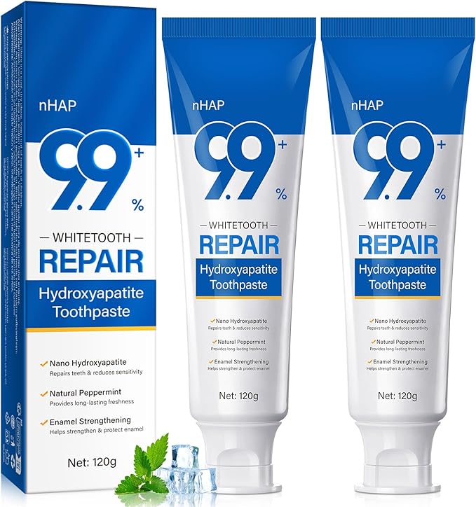 Hydroxyapatite Toothpaste, Enamel Care Nano Hydroxyapatite Toothpaste for Sensitive Teeth, 2Pack 8.46 Oz, Natural Mint for Extra Freshness, Non-Irritating Formula