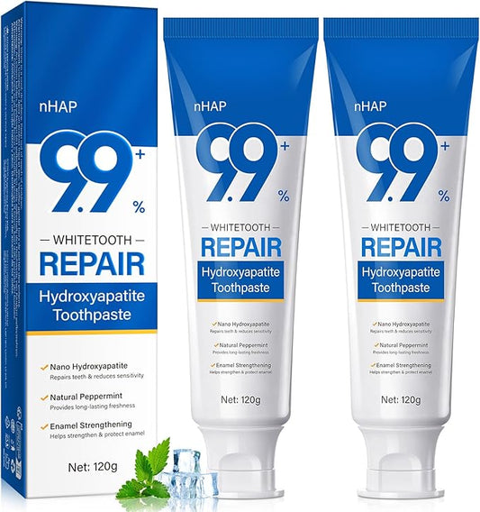 Hydroxyapatite Toothpaste, Enamel Care Nano Hydroxyapatite Toothpaste for Sensitive Teeth, 2Pack 8.46 Oz, Natural Mint for Extra Freshness, Non-Irritating Formula