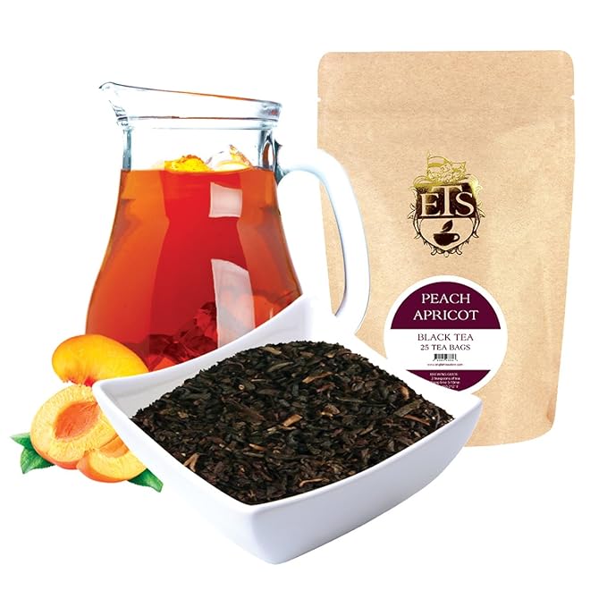 Peach Apricot Loose Leaf Pouches - 4oz | Fruity Black Blend with Natural Flavors | Ceylon High Grown | Sweet Peach & Apricot Aroma | Resealable Pouch | Brew Hot or Iced-StrideForce Fitness