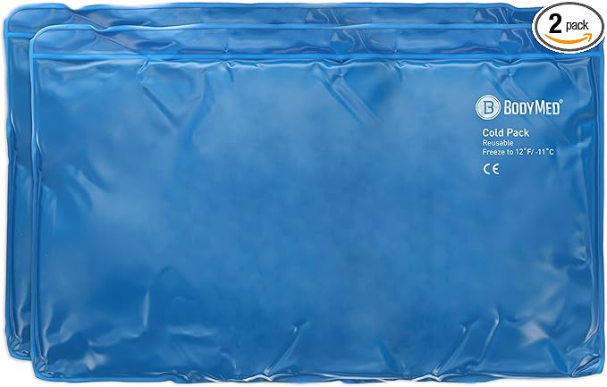 BodyMed Reusable Vinyl Ice Pack (2-Pack) for Knee, Arm, Elbow, Shoulder, Back - Professional Grade Cold Therapy for Injuries, Aches, Swelling, Bruises, Sprains - 21 in. x 13 in. (Oversize)-StrideForce Fitness