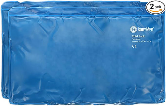 BodyMed Reusable Vinyl Ice Pack (2-Pack) for Knee, Arm, Elbow, Shoulder, Back - Professional Grade Cold Therapy for Injuries, Aches, Swelling, Bruises, Sprains - 21 in. x 13 in. (Oversize)-StrideForce Fitness
