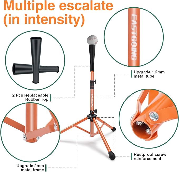 Eastgoing Heavy Duty Baseball and Softball Portable Travel Batting Tee.Adjustable Height|Portable|Collapsible. Baseball Hitting Tee for Any Age Player Practice-StrideForce Fitness